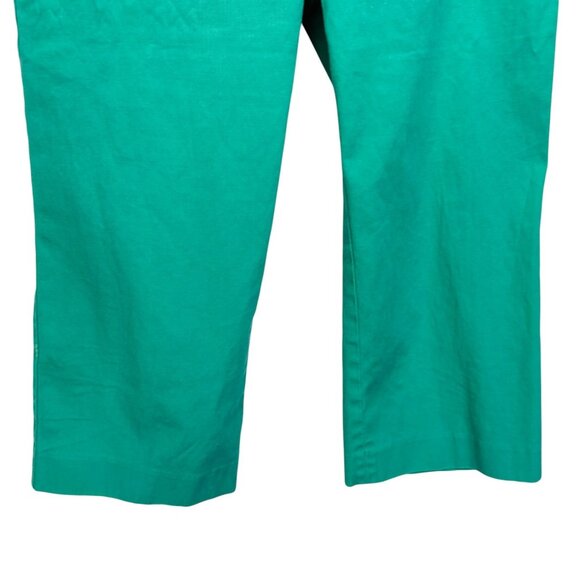 Talbots Womens Chelsea Cropped Pants Green Stretch Twill Straight Leg Petite 4P - Picture 5 of 12